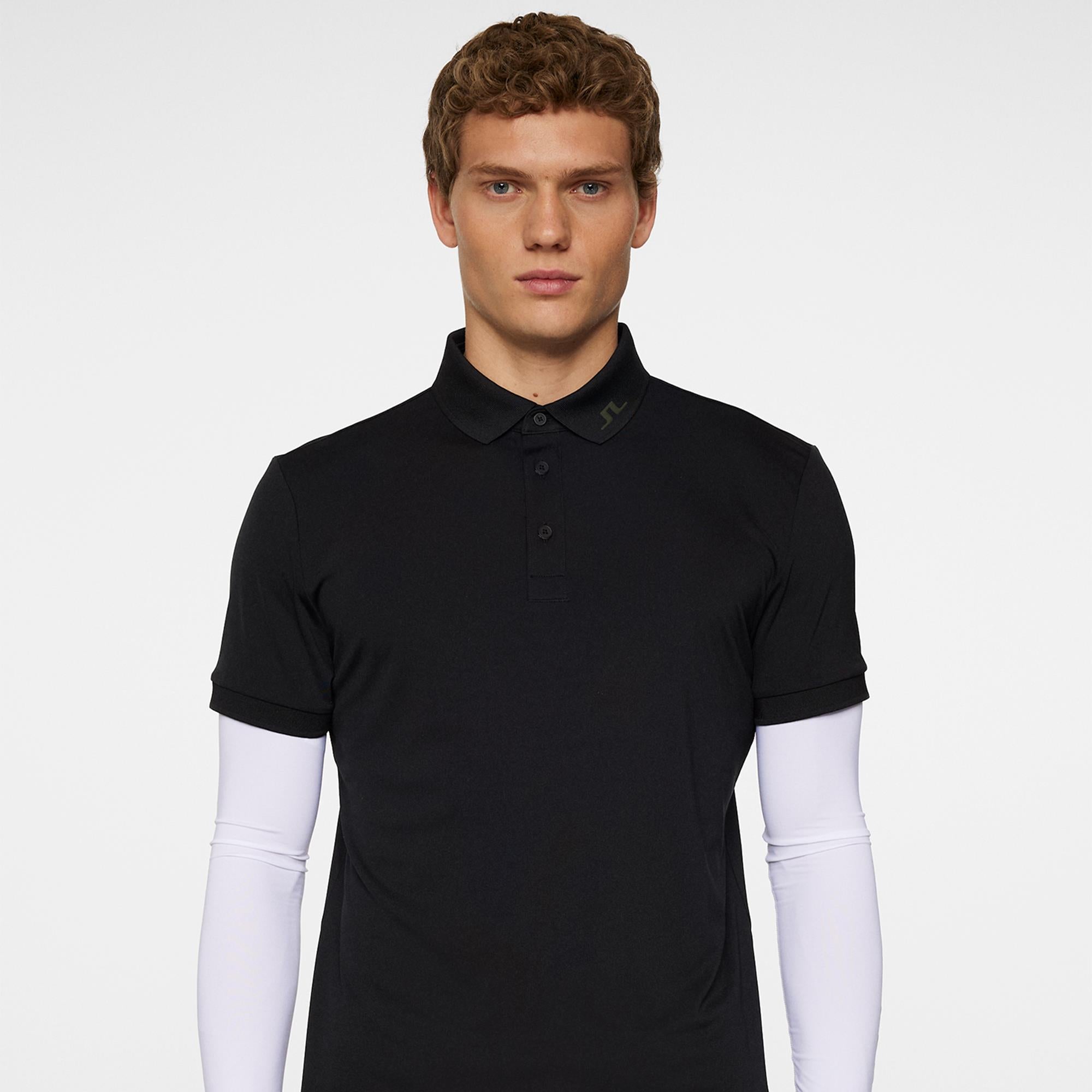 J Lindeberg KV Print Mens Golf Polo Shirt Black